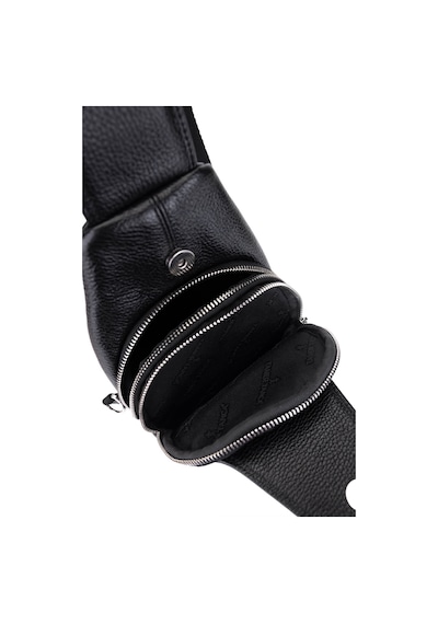 Tamer Tanca Erkek Hakiki Deri Siyah Floter Body Bag Çanta 1012 230204 Erk Cnt Sk25-26 Sıyah Fltr Siyah