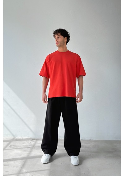 Flaw Atelıer Basic Boxy Fit Tişört-29579 Kırmızı