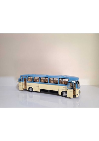 1:24 Ölçek 25 Cm Mercedes-benz O302 Sesli Işıklı Metal Model Otobüs Mavi Renk