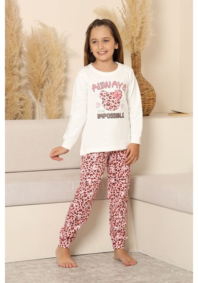 Miniğimin Cicileri Always Leopar Baskılı Kız Çocuk Pijama Tak... KREM
