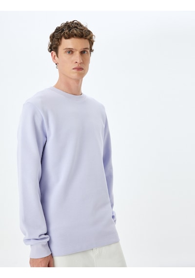 Koton Bisiklet Yaka Pamuklu Basic Sweatshirt Lila 5sam70008mk Lila