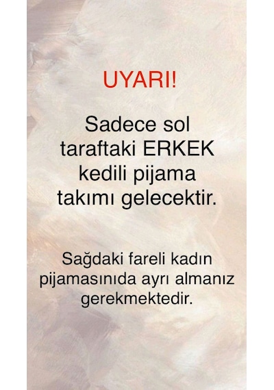 Mh Moony Homewears Erkek Tekli Kedicik Pijama Çift Pijamasının Erkeği Erkek Krem