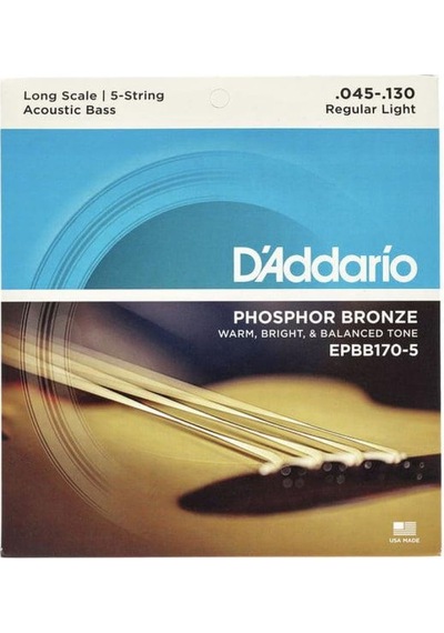 Daddarıo Epbb170-5 Akustik Bas Gitar Tel Seti, Long Scale, 45-130, Phosphor Bronze