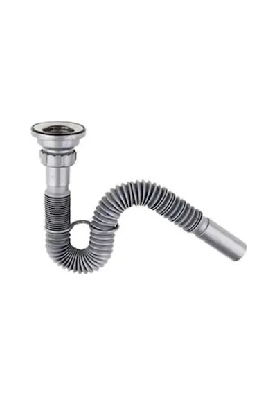 Donau Körüklü Lavabo Evye Sifonu 32Mm Çıkışlı Gri