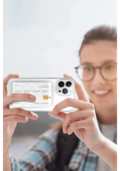 Durukar Apple iPhone Uyumlu 14 Plus Kılıf Kart Şeffaf Silikon - Şeffaf