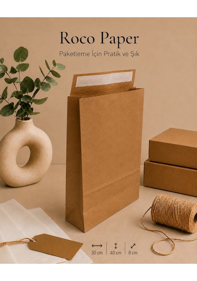 Yapışkan Bantlı Kraft Kese Kağıdı, Kraft Renk, 30x40x10 Cm - 24'lü Paket, Hediye Ve Kargo Zarfı