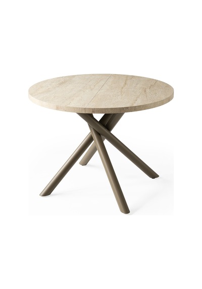 Truva Yuvarlark Açılır Mdf Mutak Masası 104cm Bej