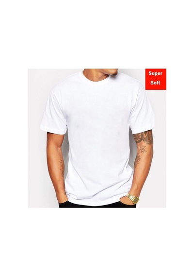 Pazarız Pembecin Basic Bisiklet Yaka Beyaz Erkek T-shirt Penye Beyaz