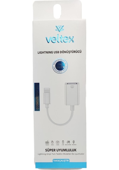 Usb den Lightning iPhone - Apple Uyumlu iPad  Flash Bellek Okuyucu Veltex VTX-5