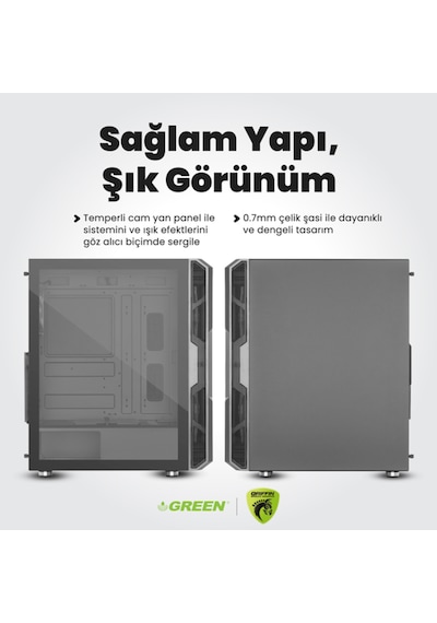 Green GRIFFIN G4 i7-14700F 16 GB 512 GB SSD RTX5060Ti Free Dos Oem Paket Masaüstü Oyuncu Bilgisayarı