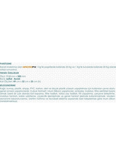 Sıcak Silikon Mum Macrofix 1 KG