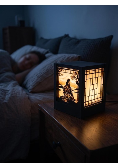 Serie Lumina Shoji Masa Ve Gece Lambası - Samuray Figürlü Klasik Zen Kafes Japon Feneri Sıcak Led Ambiyans Iş Diğer