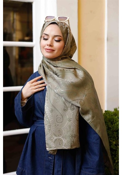 Etro Desen Premium Şal Soft Yeşil Çok Renkli