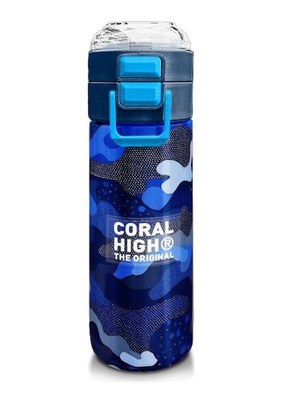 Coral High Erkek Çocuk İçin 500 Ml'lik Paslanmaz Çelik Termos/suluk - Lacivert Saks Kamuflaj Desenli Çok Renkli