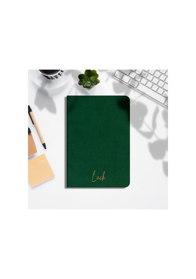 Luck Defter - Dokulu Thermo Sert Kapak - Kareli 192 Sayfa 15x21,3cm - Yeşil Çok Renkli