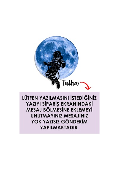 Kişiselleştirilebilir Led Işıklı Epoksi Cam Katmanlı Tablo Astronot Dolunay Mavi - 738250971 Mavi