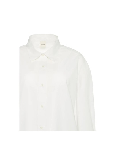 Calvin Klein Crisp Poplin Oversized Cropped S Kadın Beyaz Gömlek