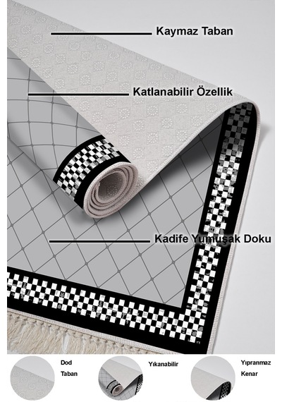 Dekoreko Kaymaz Taban Djt 3 Lü Banyo Paspas Takımı Trend Karışık Modern 603m gri