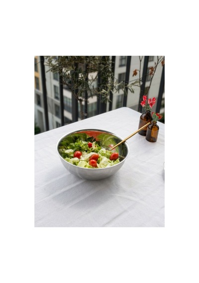1 Adet Paslanmaz Çelik Bol Kase 20 Cm Salata Tabağı Salata Kasesi Gümüş