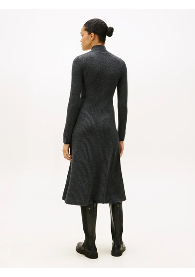 Tommy Hilfiger Soft Wool Ls Mock-nk, P4e Gri Kadın Elbise