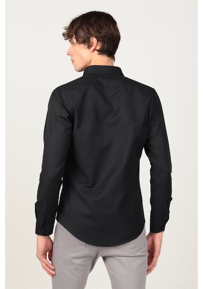 Tudors Slim Fit Uzun Kol Yaka Düğmeli Yaka İçi Biyeli Erkek Gömlek-26217 Siyah Tudors Slim Fit Uzun Kol Yaka Düğmeli Yaka İçi Biyeli Erkek Gömlek-26217 Siyah