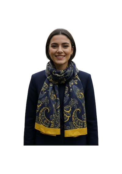 Fenerium Fenerbahçe Saadettin Saran Desenli Kaşkol Uv Kutu Sarı - Lacivert
