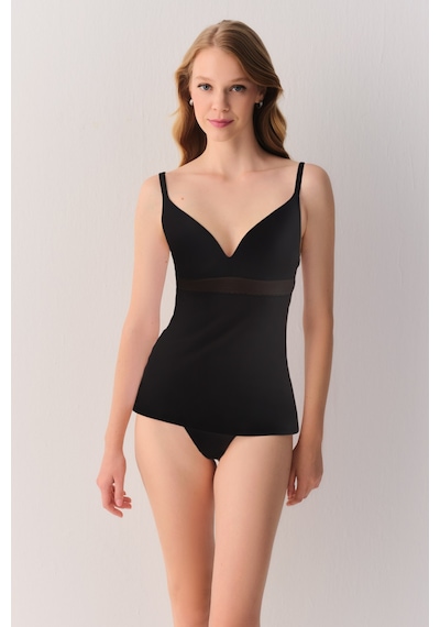 Suwen Comfy Pamuklu Kuplu İnce Askılı Atlet Sw4023012 Siyah