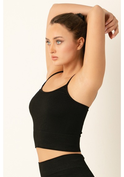 Miorre Seamless Dikişsiz Crop Tişört-111 Siyah