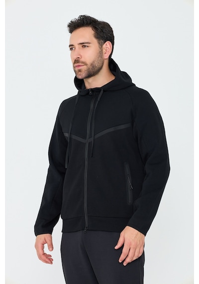 White Stone Siyah Cepli Kapüşonlu Fermuarlı Erkek Sweatshirt