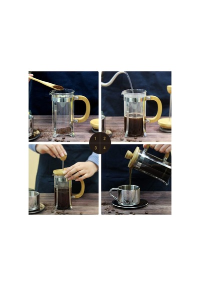 Ahşap Detaylı 350 Ml Cam French Press Belirtilmemiş