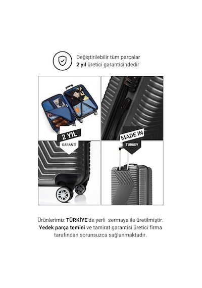 G&d Polo Suitcase Abs Kabin Ve Büyük Boy Koyu Gri 2'li Valiz Eti 600.02-set-bk Koyu Gri