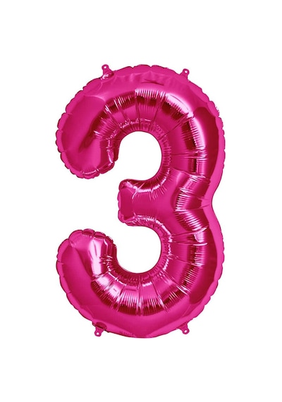 100 CM Pembe 3 Rakam Folyo Balonu. Sayı Büyük Boy Helyumla Uçan