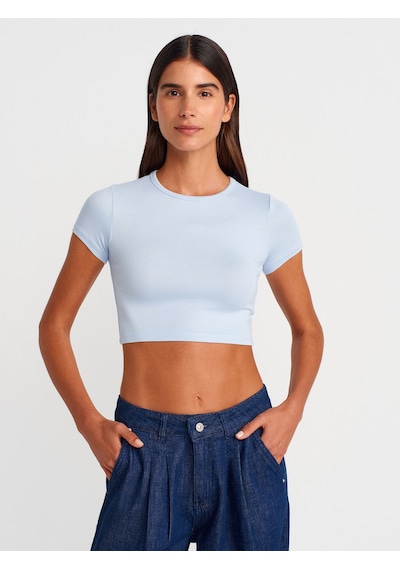 Dilvin 31104 Modal Crop Top-açık Mavi Açık Mavi