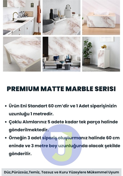 Technojet Kendinden Yapışkanlı Mermer Desen Folyo Mutfak Banyo Tezgah Duvar Kaplama 60cmx100cm Beyaz2