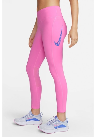 Nike Dri Fit Fast Mid Rise 7/8 Leggings Tight Kadın 3 Cepli Spor Tayt Pembe Pembe