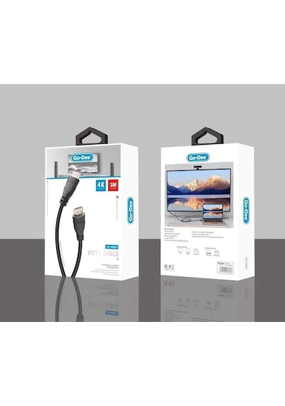 Go Des GD-HM803 HDMI 4K Kablo 300 cm Güçlü İletken Uçlar 3 metre Görüntü Aktarım Kablosu - Siyah ZORE-220310