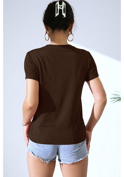 Uyguntarz Unisex Mind Life Vibes Baskılı Oversize Tshirt Kahverengi