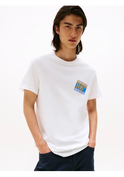 Tommy Hilfiger Tjm Reg Flag Dna Tee, Ybl Beyaz Erkek T-shirt