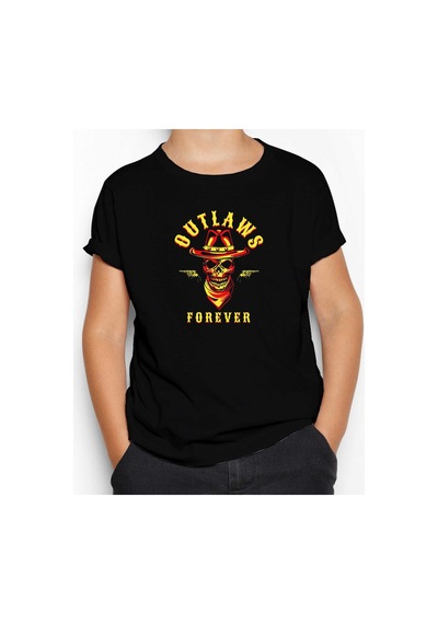Zepplin Giyim Red Dead Redemption 2 Outlaws Forever Skull Siyah Çocuk Tişört Siyah