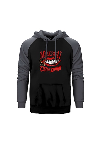 Maneskin Zitti E Buoni Gri Renk Reglan Kol Kapşonlu Sweatshirt Gri