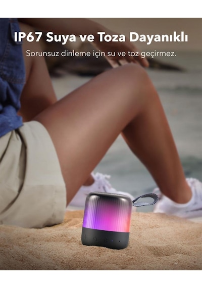Anker Soundcore Glow Mini Taşınabilir Hoparlör - 360 Ses Bluetooth Hoparlör - Işık Gösterisi - 12 Saat Pil - A3136