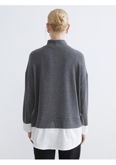 Lcwaıkıkı Classic Antrasit Soft Touch Oversize Kadın Sweatshirt Tunik