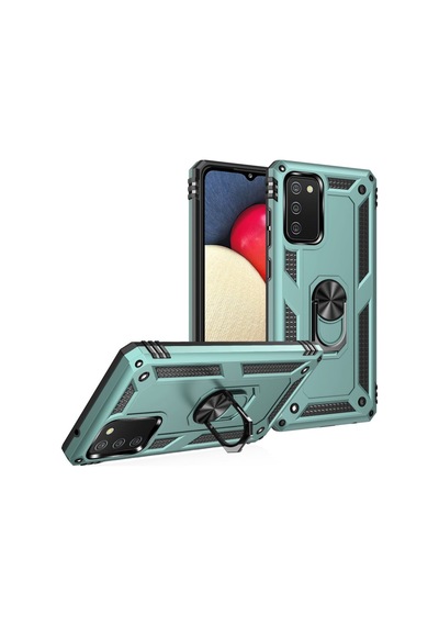 Newface Samsung Uyumlu Galaxy A02s Kılıf Sofya Yüzüklü Silikon Kapak - Yeşil Yeşil