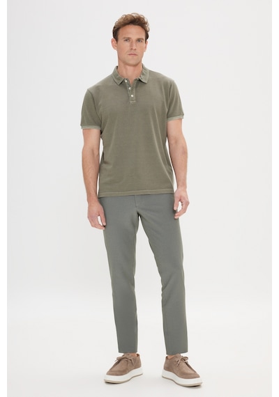 AC&Co / Altınyıldız Classics Erkek Hakı Slim Fit Dar Kesim %100 Pamuk Polo Yaka Tişört Haki