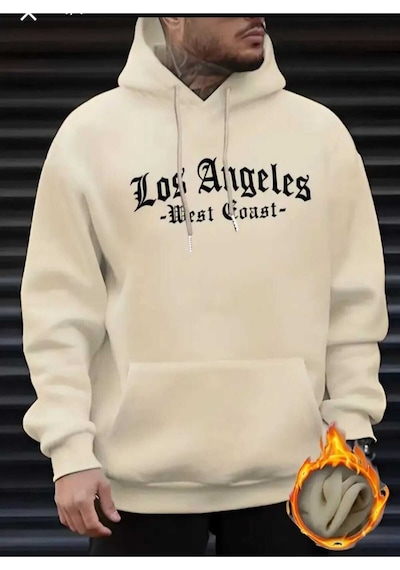 Kozia Outdoors Los Angeles Baskılı Oversize Unisex Sweatshirt Bej