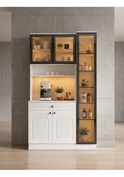 Premium Reflekte Camlı Membranlı Tamamen Mdf Kahve Köşesi Çok Amaçlı Dolap Kiler Mutfak Dolabı 125 Cm Beyaz Premium Reflekte Camlı Membranlı Tamamen Mdf Kahve Köşesi Çok Amaçlı Dolap Kiler Mutfak Dolabı 125 Cm Beyaz