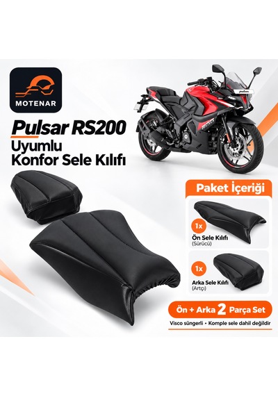 Motenar Pulsar Rs200 Konfor Sele Kılıfı Visco Ön Arka Set Siyah