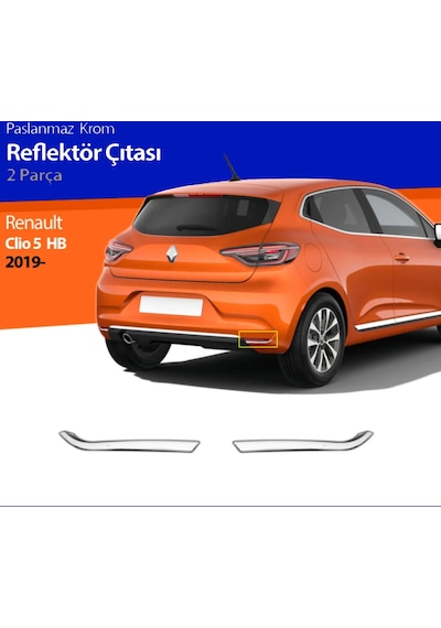 Renault Clio 5 Arka Reflektör Çerçevesi Kromu Nikelajı Set