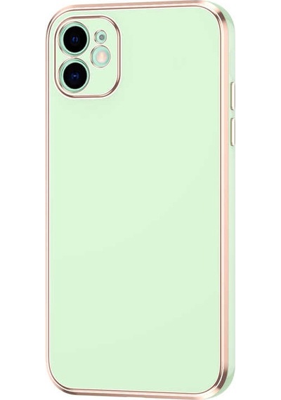 Kilifone - İphone 12 Uyumlu Kılıf Kenarları Parlak Altın Renkli Silikon Bark Kapak - Yeşil - T20599