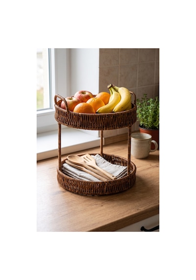 Hasır Rattan 2 Katlı Organizer Ve Sunumluk Sepeti Dekoratif Yuvarlak Hasır Meyvelik, Kahvaltılık, Mutfak Düzenleyici, Banyo Organizer, Tezgah Üstü Düzenleyici 24 X 29 Cm Kahverengi Kahverengi Hasır Rattan 2 Katlı Organizer Ve Sunumluk Sepeti Dekoratif Yuvarlak Hasır Meyvelik, Kahvaltılık, Mutfak Düzenleyici, Banyo Organizer, Tezgah Üstü Düzenleyici 24 X 29 Cm Kahverengi Kahverengi